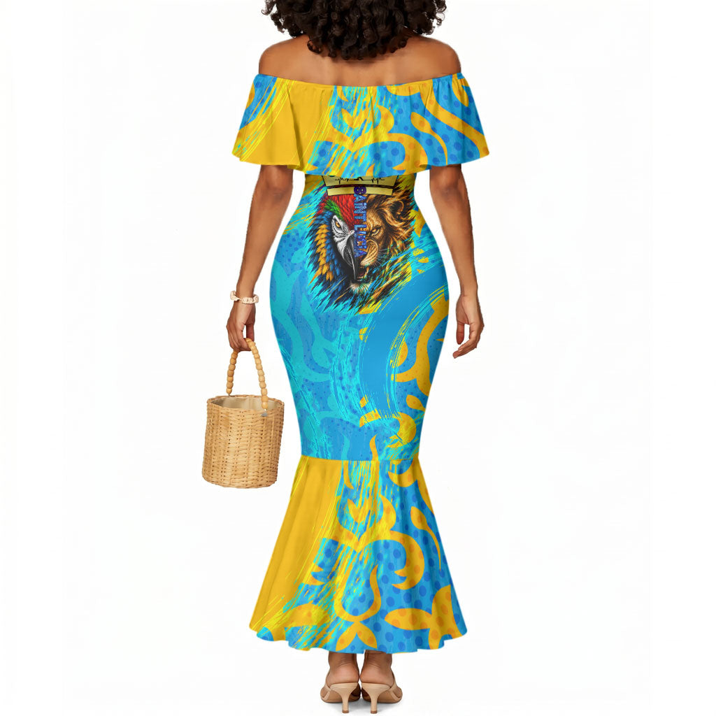 Saint Lucia Kings Cricket Mermaid Dress Crowned Lion And Parrot Half Style