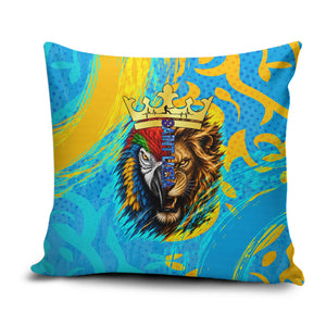 Saint Lucia Kings Cricket Pillow Cover Crowned Lion And Parrot Half Style