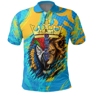 Saint Lucia Kings Cricket Polo Shirt Crowned Lion And Parrot Half Style