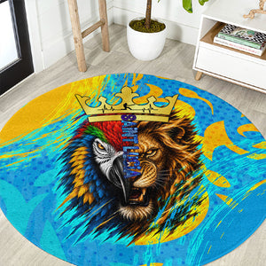 Saint Lucia Kings Cricket Round Carpet Crowned Lion And Parrot Half Style