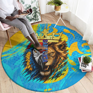 Saint Lucia Kings Cricket Round Carpet Crowned Lion And Parrot Half Style