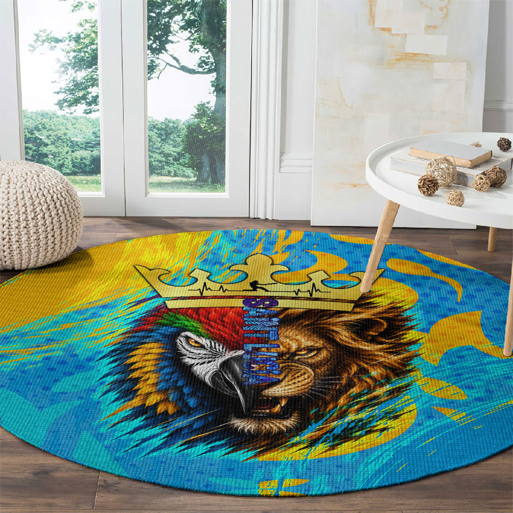 Saint Lucia Kings Cricket Round Carpet Crowned Lion And Parrot Half Style