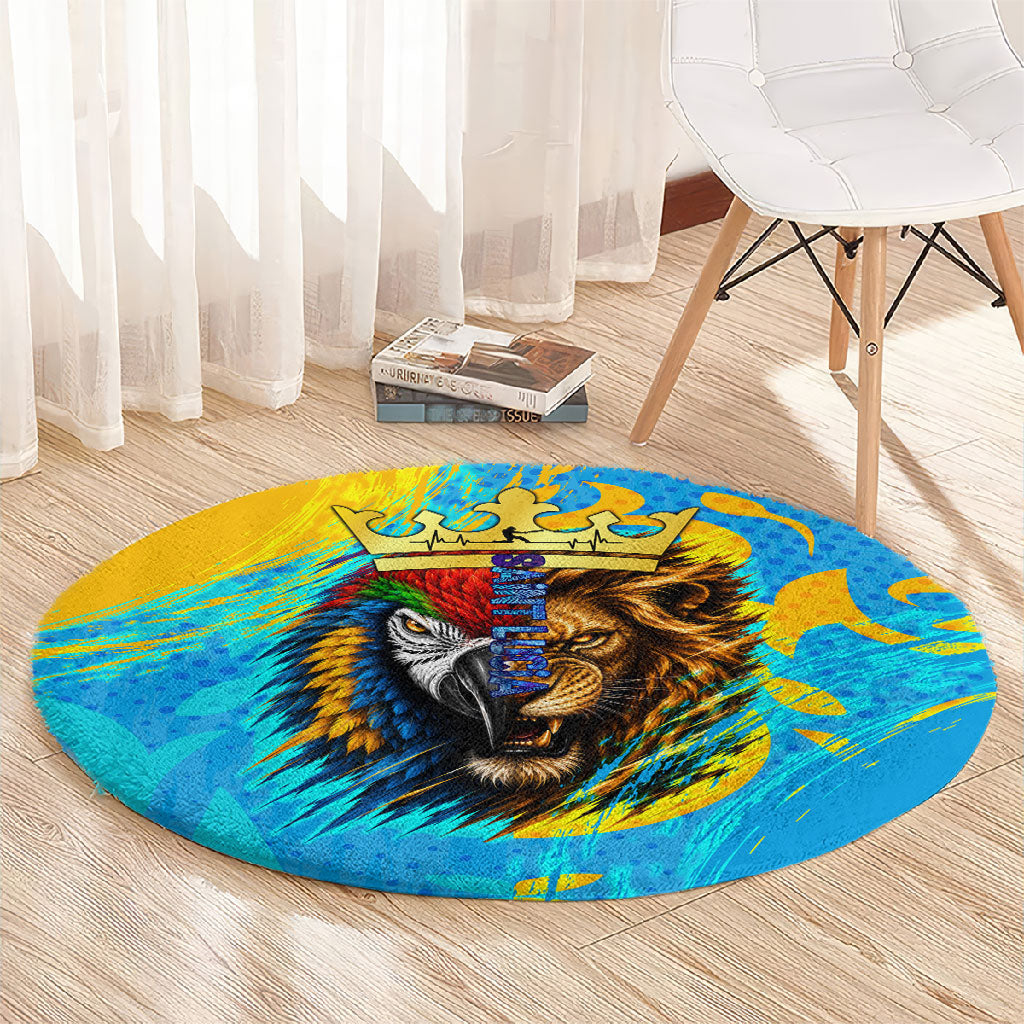 Saint Lucia Kings Cricket Round Carpet Crowned Lion And Parrot Half Style