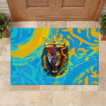 Saint Lucia Kings Cricket Rubber Doormat Crowned Lion And Parrot Half Style
