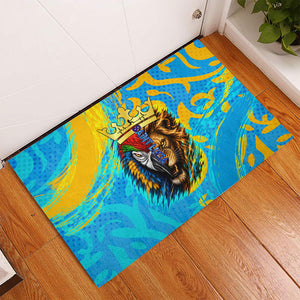 Saint Lucia Kings Cricket Rubber Doormat Crowned Lion And Parrot Half Style