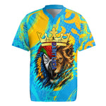 Saint Lucia Kings Cricket Rugby Jersey Crowned Lion And Parrot Half Style