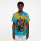 Saint Lucia Kings Cricket Scrub Top Crowned Lion And Parrot Half Style