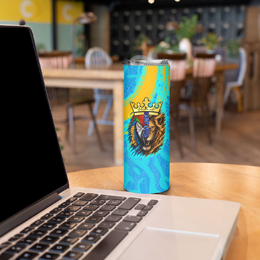 Saint Lucia Kings Cricket Skinny Tumbler Crowned Lion And Parrot Half Style