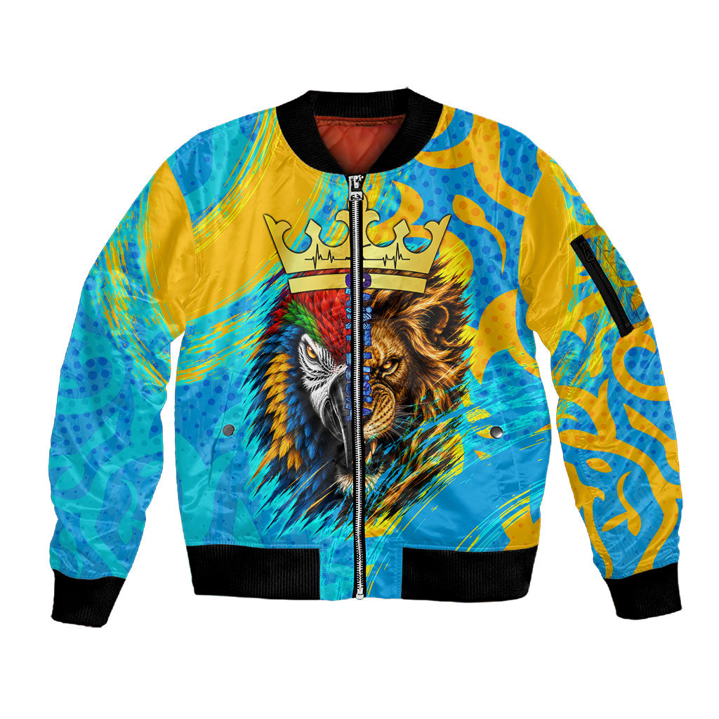 Saint Lucia Kings Cricket Sleeve Zip Bomber Jacket Crowned Lion And Parrot Half Style