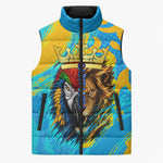 Saint Lucia Kings Cricket Sleeveless Puffer Jacket Crowned Lion And Parrot Half Style