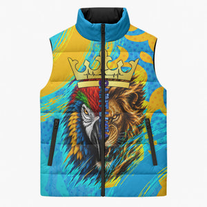 Saint Lucia Kings Cricket Sleeveless Puffer Jacket Crowned Lion And Parrot Half Style