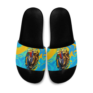 Saint Lucia Kings Cricket Slide Sandals Crowned Lion And Parrot Half Style