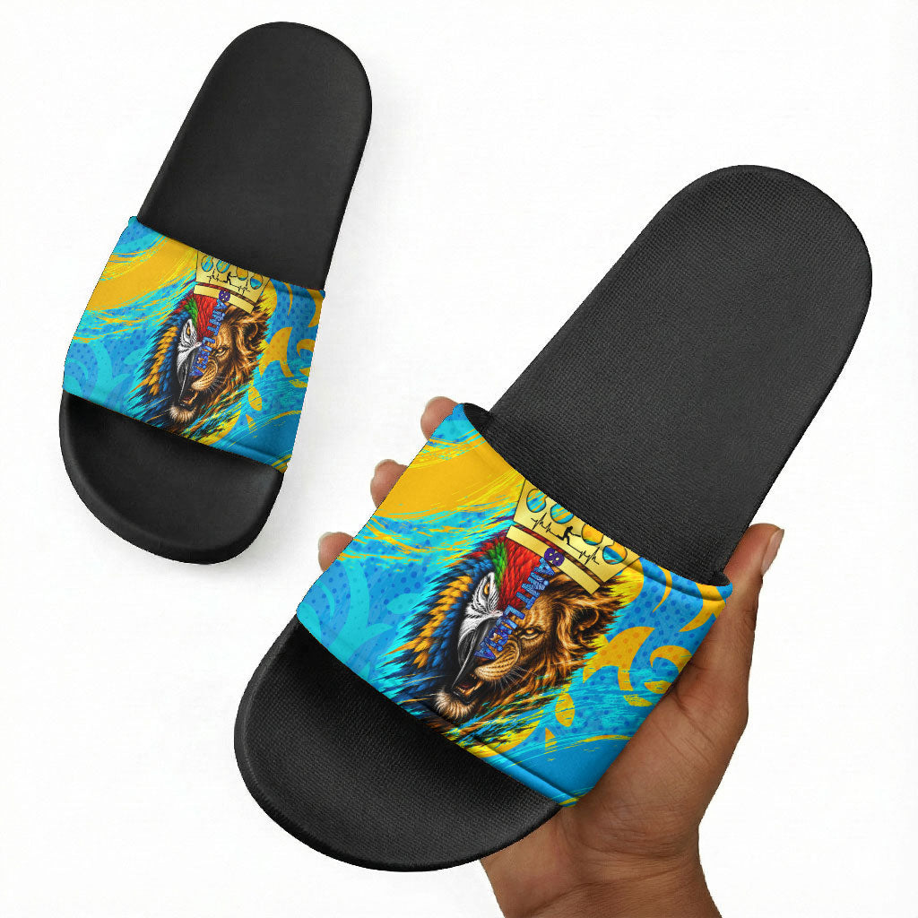 Saint Lucia Kings Cricket Slide Sandals Crowned Lion And Parrot Half Style