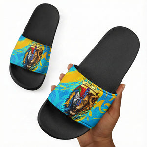 Saint Lucia Kings Cricket Slide Sandals Crowned Lion And Parrot Half Style