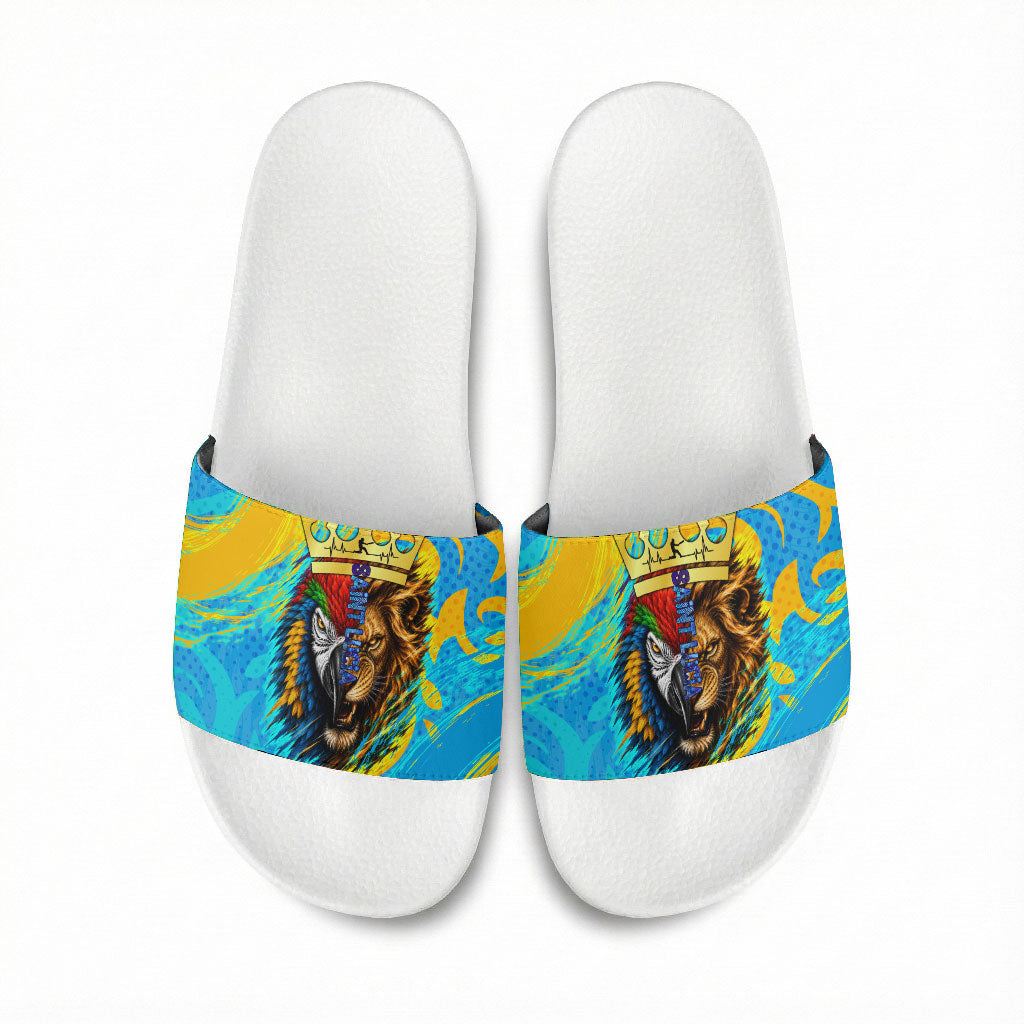 Saint Lucia Kings Cricket Slide Sandals Crowned Lion And Parrot Half Style
