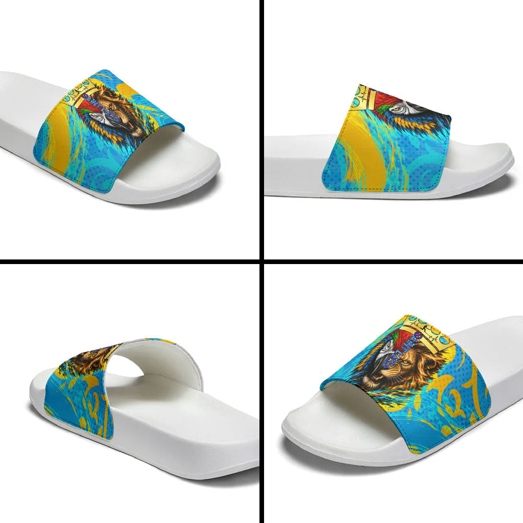 Saint Lucia Kings Cricket Slide Sandals Crowned Lion And Parrot Half Style