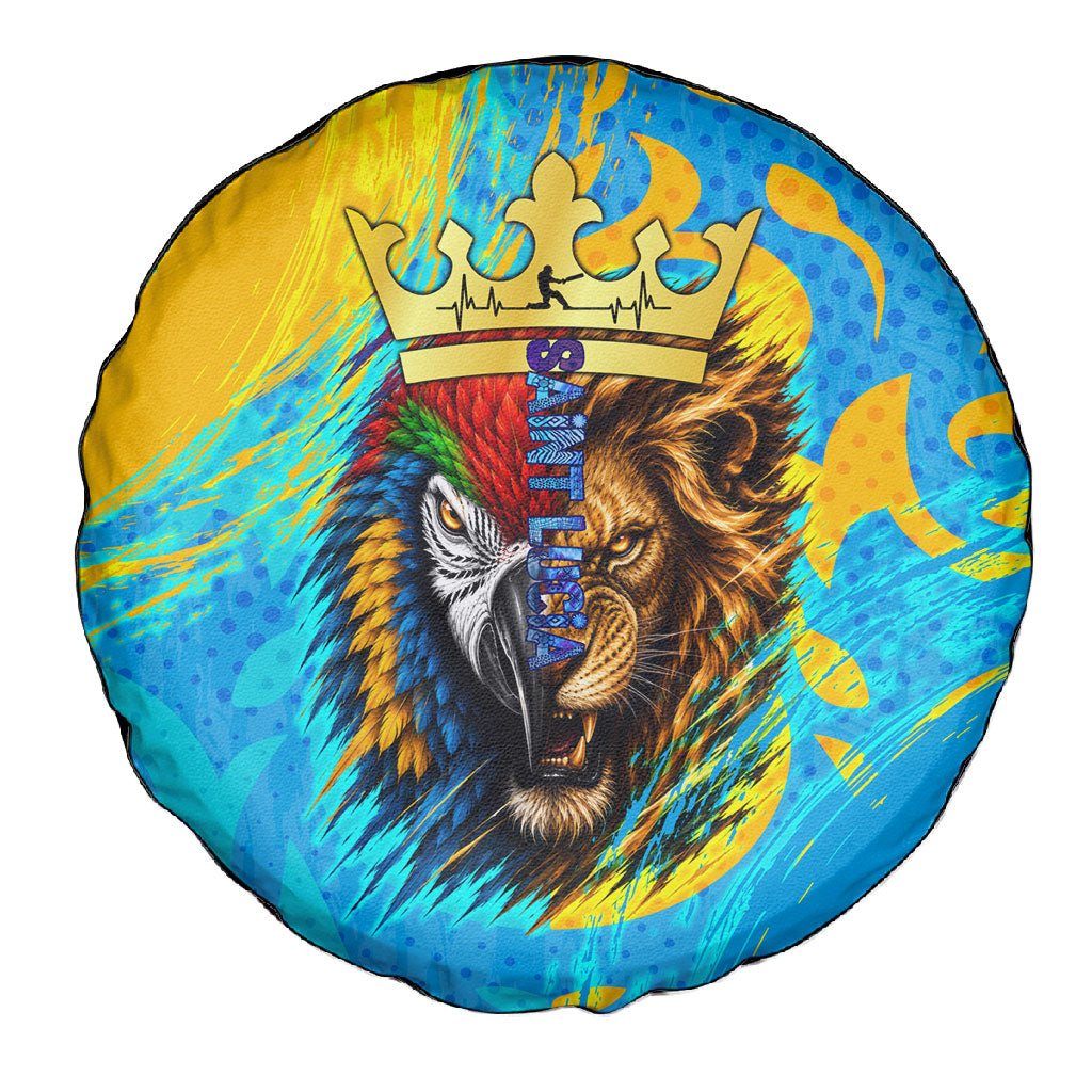 Saint Lucia Kings Cricket Spare Tire Cover Crowned Lion And Parrot Half Style