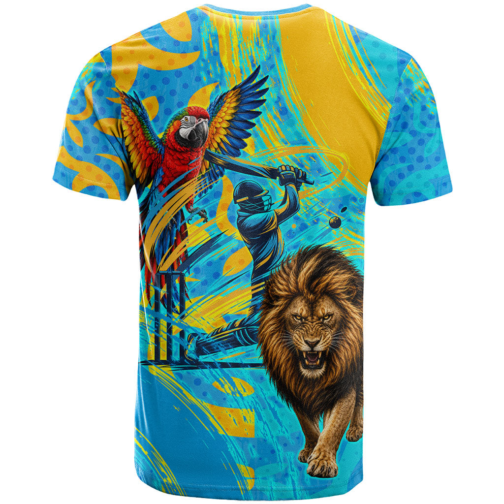 Saint Lucia Kings Cricket T shirt Crowned Lion And Parrot Half Style