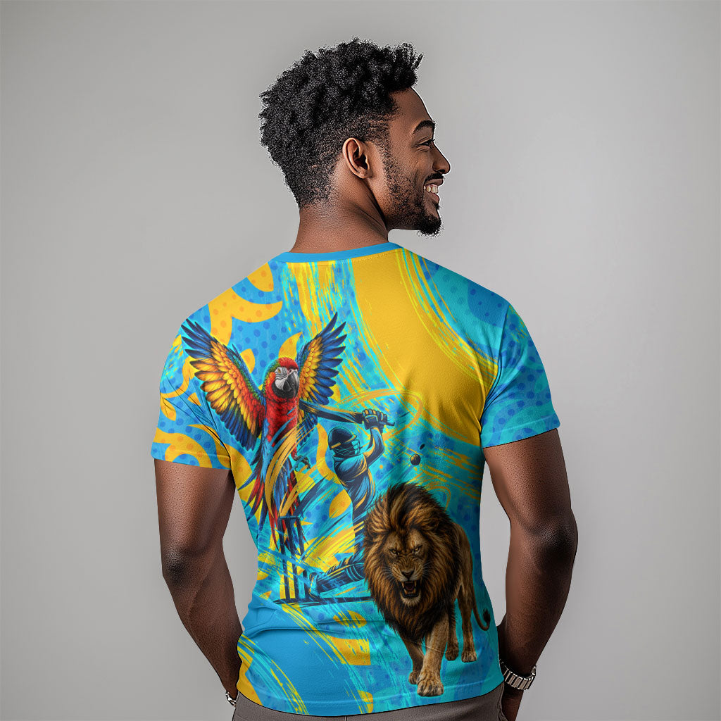 Saint Lucia Kings Cricket T shirt Crowned Lion And Parrot Half Style