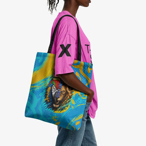 Saint Lucia Kings Cricket Tote Bag Crowned Lion And Parrot Half Style