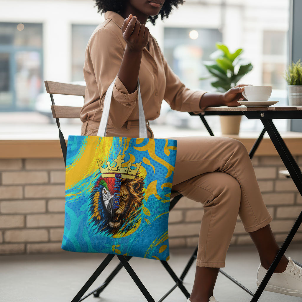 Saint Lucia Kings Cricket Tote Bag Crowned Lion And Parrot Half Style
