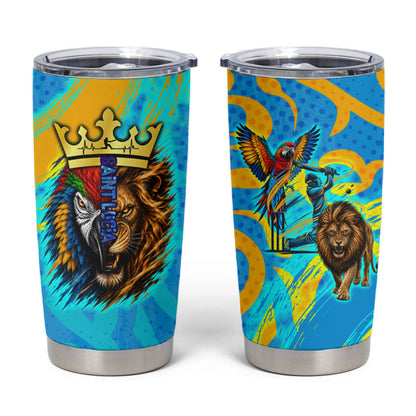 Saint Lucia Kings Cricket Tumbler Cup Crowned Lion And Parrot Half Style