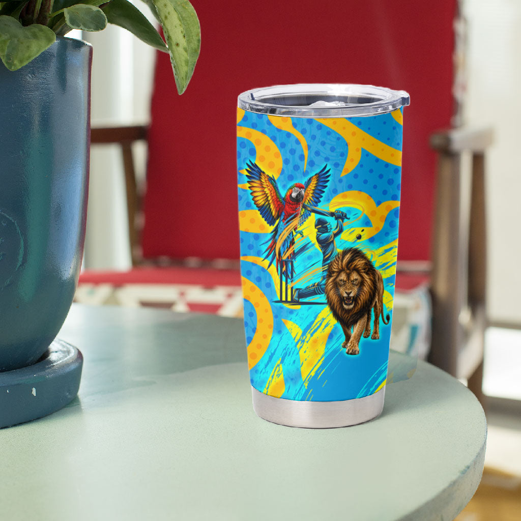 Saint Lucia Kings Cricket Tumbler Cup Crowned Lion And Parrot Half Style