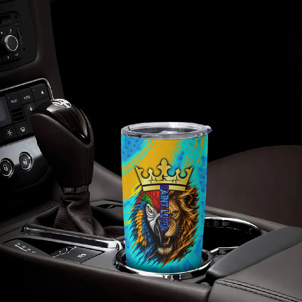 Saint Lucia Kings Cricket Tumbler Cup Crowned Lion And Parrot Half Style