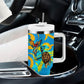 Saint Lucia Kings Cricket Tumbler With Handle Crowned Lion And Parrot Half Style