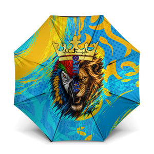 Saint Lucia Kings Cricket Umbrella Crowned Lion And Parrot Half Style
