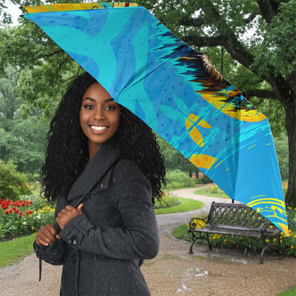 Saint Lucia Kings Cricket Umbrella Crowned Lion And Parrot Half Style