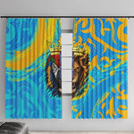 Saint Lucia Kings Cricket Window Curtain Crowned Lion And Parrot Half Style