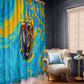 Saint Lucia Kings Cricket Window Curtain Crowned Lion And Parrot Half Style