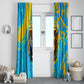 Saint Lucia Kings Cricket Window Curtain Crowned Lion And Parrot Half Style