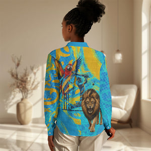 Saint Lucia Kings Cricket Women Casual Shirt Crowned Lion And Parrot Half Style
