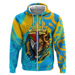 Saint Lucia Kings Cricket Zip Hoodie Crowned Lion And Parrot Half Style