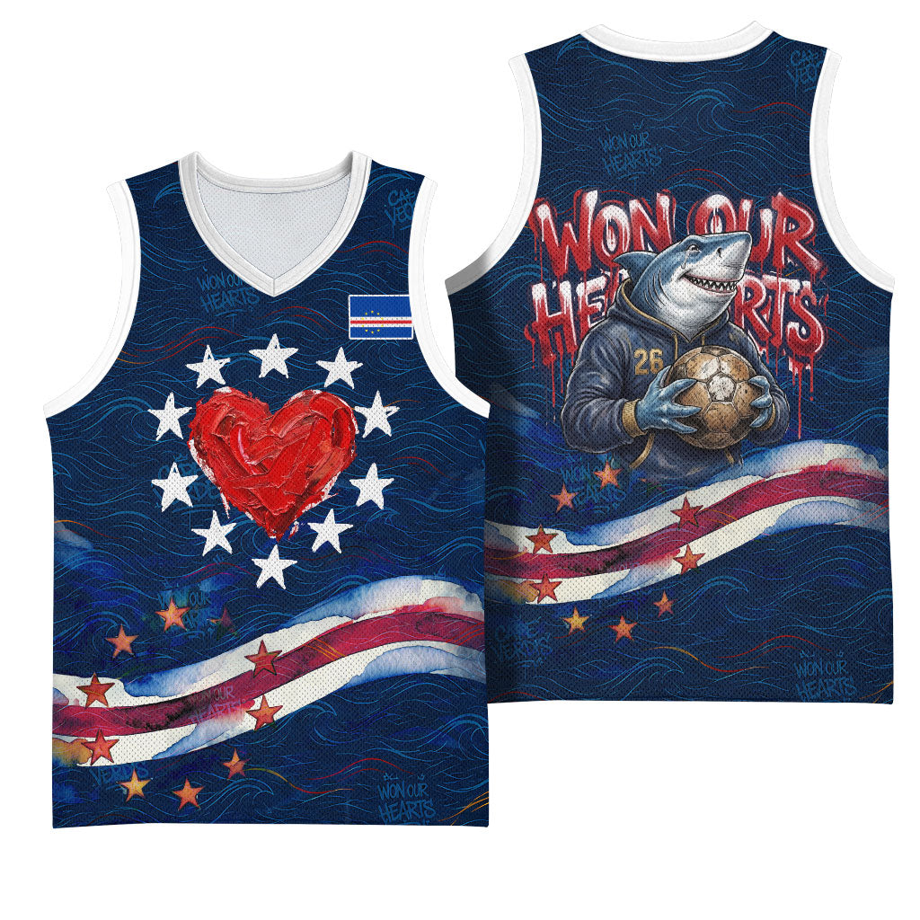 Cape Verde World Football 2026 Basketball Jersey Blue Sharks Won Our Hearts - Oil Paint Style