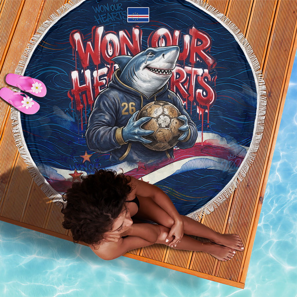 Cape Verde World Football 2026 Beach Blanket Blue Sharks Won Our Hearts - Oil Paint Style