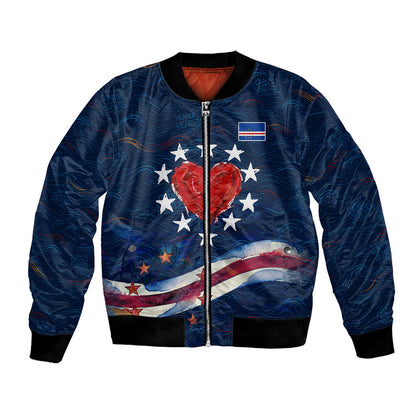 Cape Verde World Football 2026 Bomber Jacket Blue Sharks Won Our Hearts - Oil Paint Style