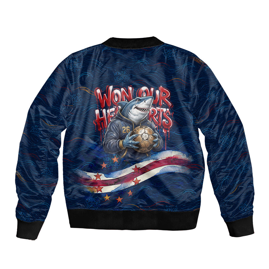 Cape Verde World Football 2026 Bomber Jacket Blue Sharks Won Our Hearts - Oil Paint Style