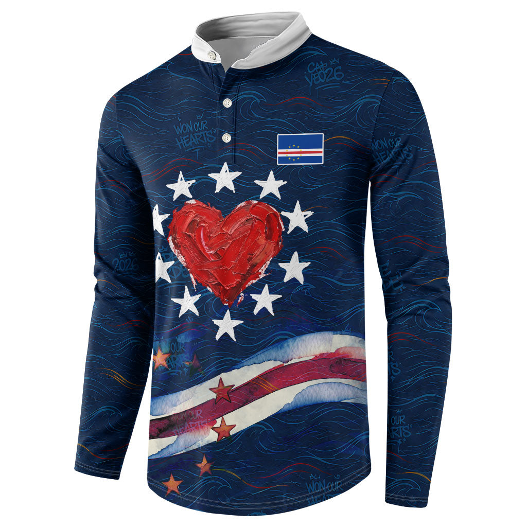 Cape Verde World Football 2026 Button Sweatshirt Blue Sharks Won Our Hearts - Oil Paint Style