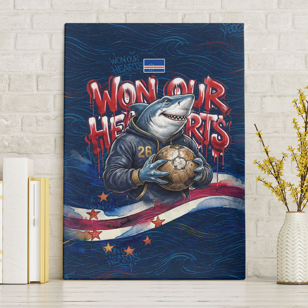 Cape Verde World Football 2026 Canvas Wall Art Blue Sharks Won Our Hearts - Oil Paint Style