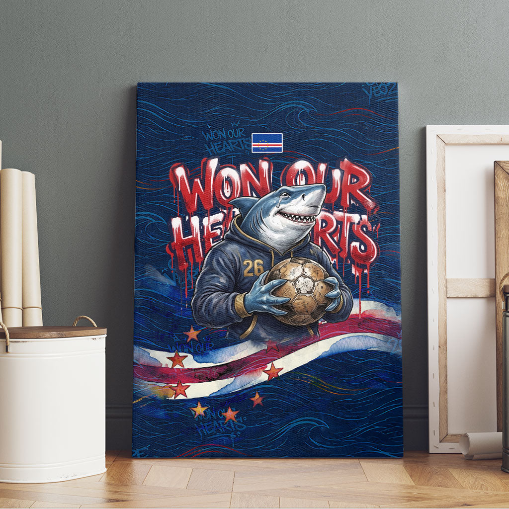 Cape Verde World Football 2026 Canvas Wall Art Blue Sharks Won Our Hearts - Oil Paint Style