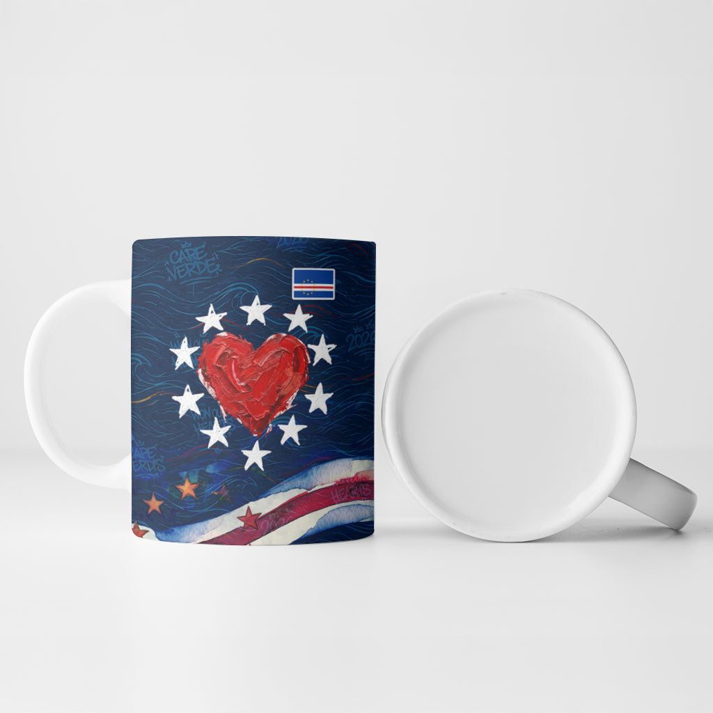 Cape Verde World Football 2026 Ceramic Mug Blue Sharks Won Our Hearts - Oil Paint Style