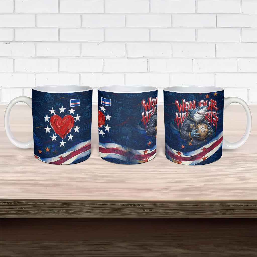 Cape Verde World Football 2026 Ceramic Mug Blue Sharks Won Our Hearts - Oil Paint Style