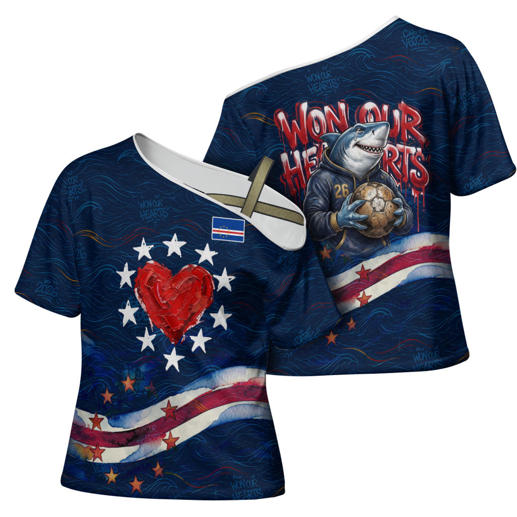 Cape Verde World Football 2026 Cross Shoulder Shirt Blue Sharks Won Our Hearts - Oil Paint Style