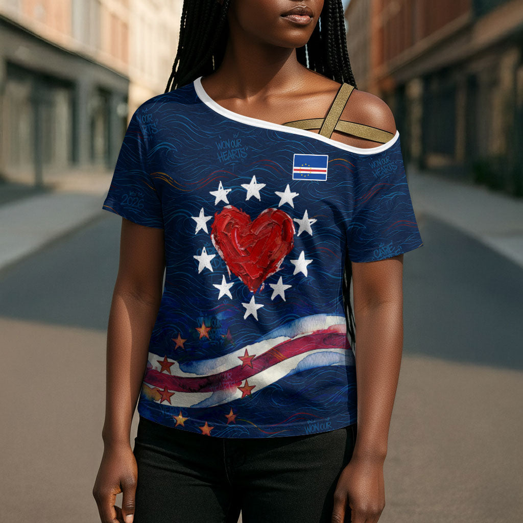 Cape Verde World Football 2026 Cross Shoulder Shirt Blue Sharks Won Our Hearts - Oil Paint Style