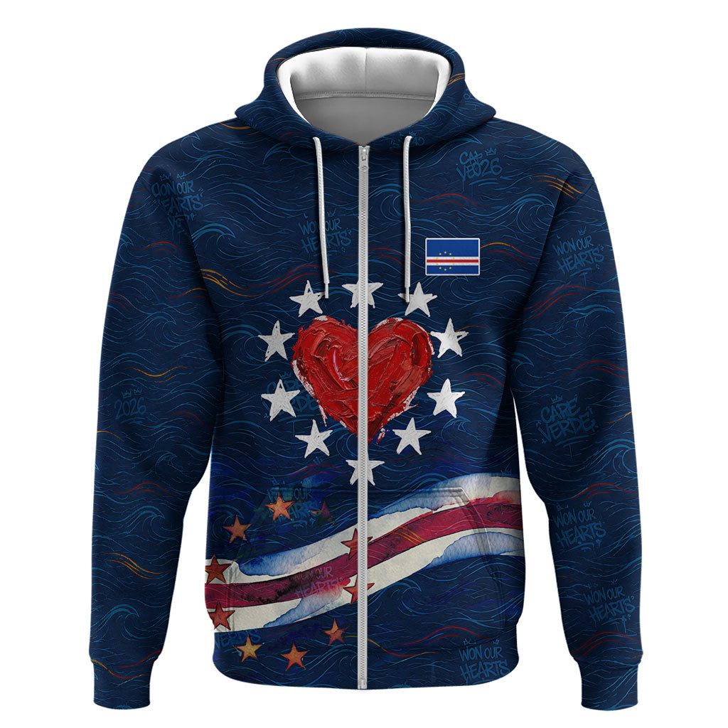 Cape Verde World Football 2026 Hoodie Blue Sharks Won Our Hearts - Oil Paint Style