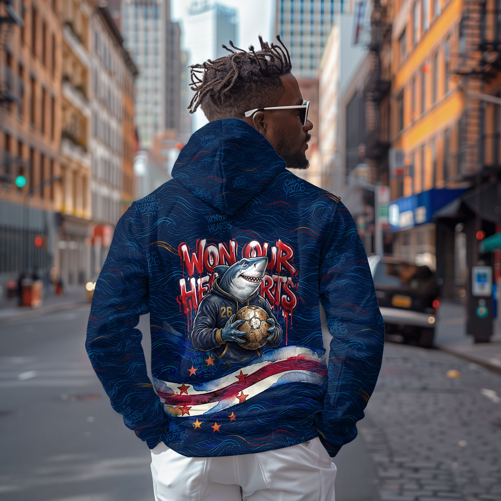 Cape Verde World Football 2026 Hoodie Blue Sharks Won Our Hearts - Oil Paint Style