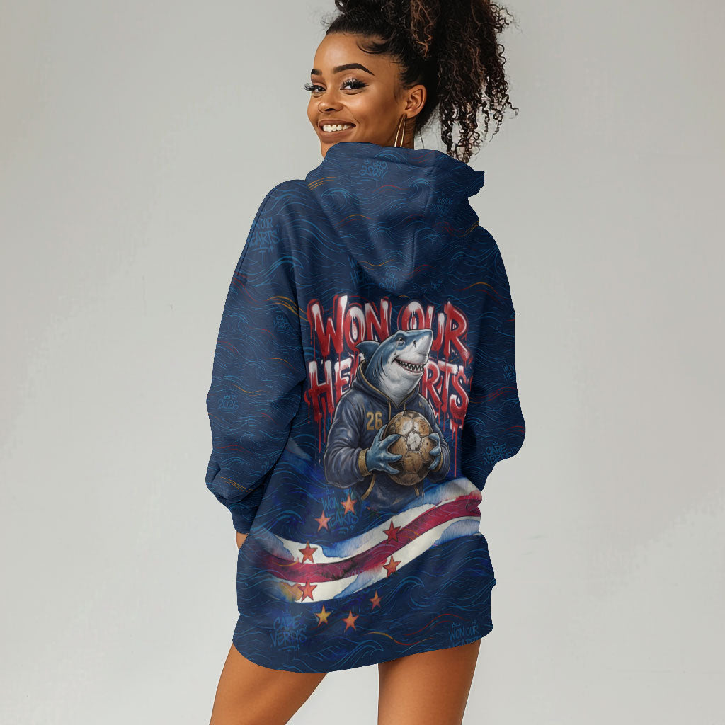 Cape Verde World Football 2026 Hoodie Dress Blue Sharks Won Our Hearts - Oil Paint Style